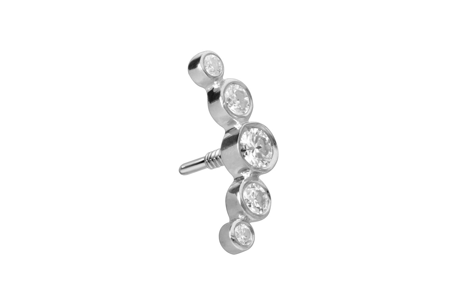 14 Karat Gold Schraubaufsatz mit Außengewinde MOISSANIT-BOGEN von Piercingline